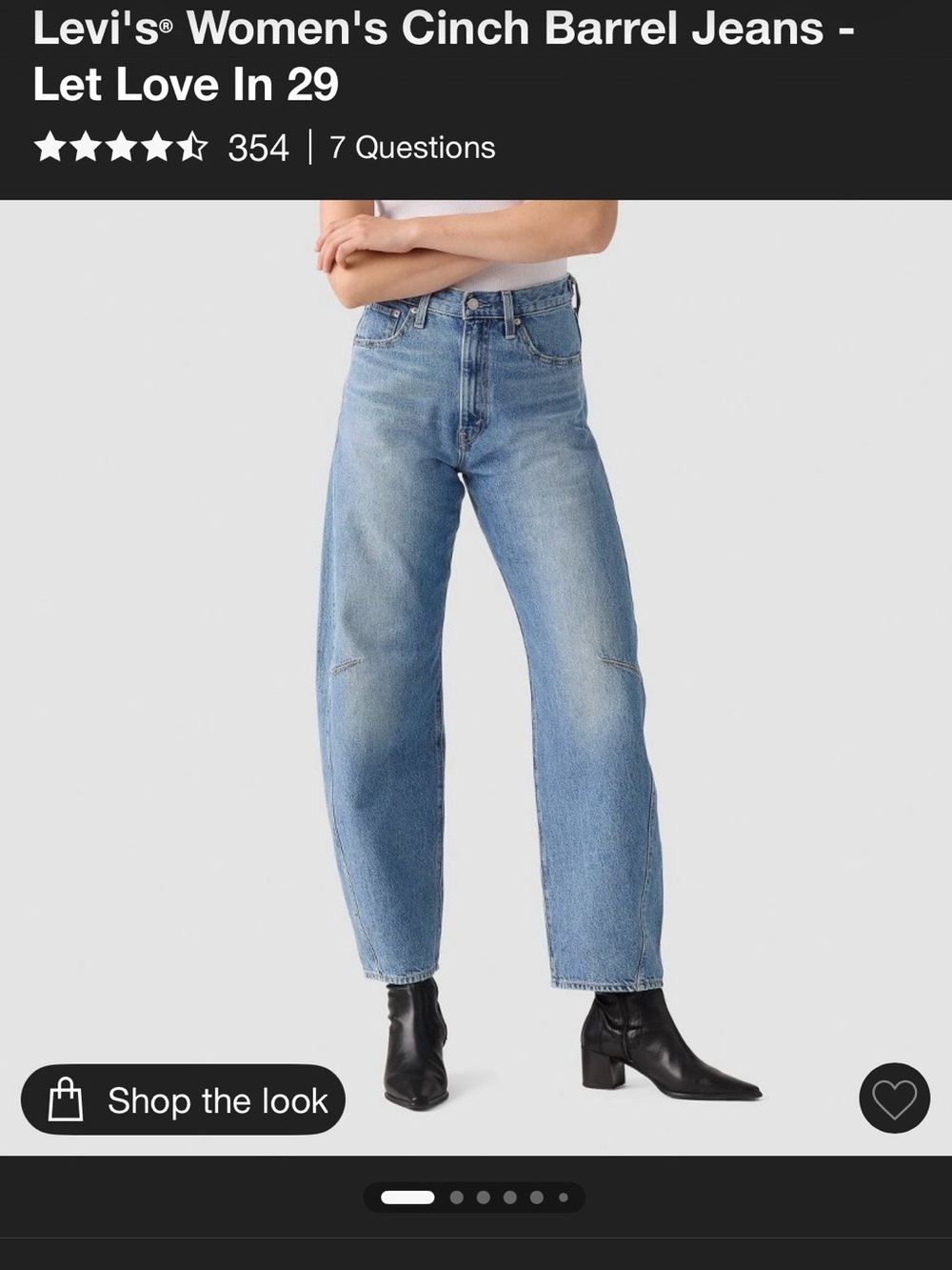 Levi's High-Rise Cinched Barrel Jeans in color let love in
